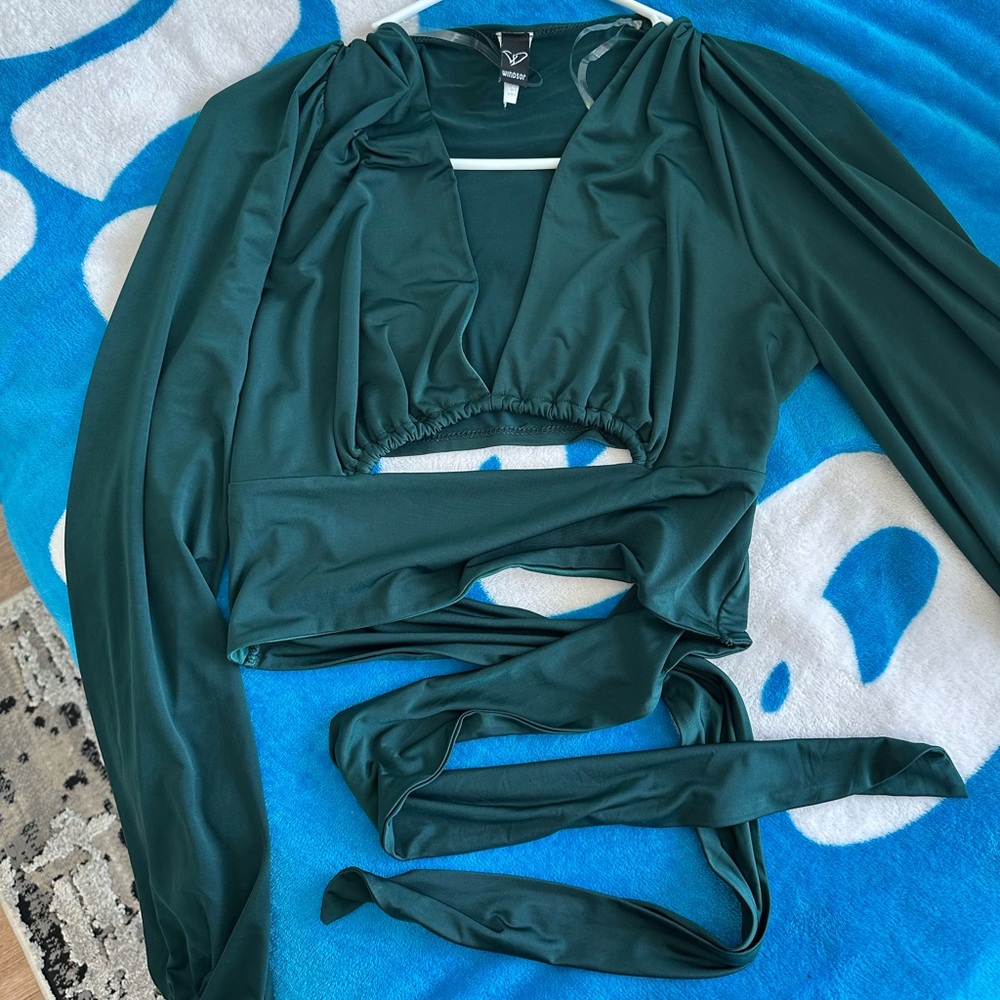 Windsor Deep Green Wrap Blouse